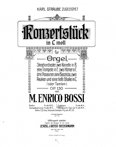 Bossi - Konzertstück for Organ and Orchestra - Organ solo
