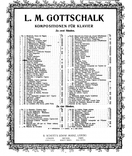 Gottschalk - L'Etincelle - For Piano 4 hands - Score