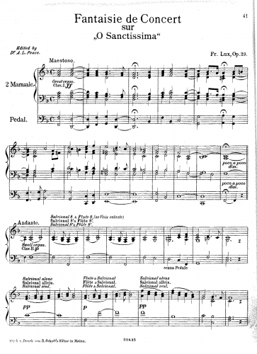 Lux - Fantaisie de Concert sur 'O Sanctissima' (Sicilian Mariners' Hymn) - Score