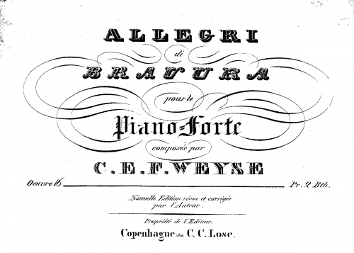 Weyse - Allegri di bravura pour le piano-forte, Op. 16 - Score