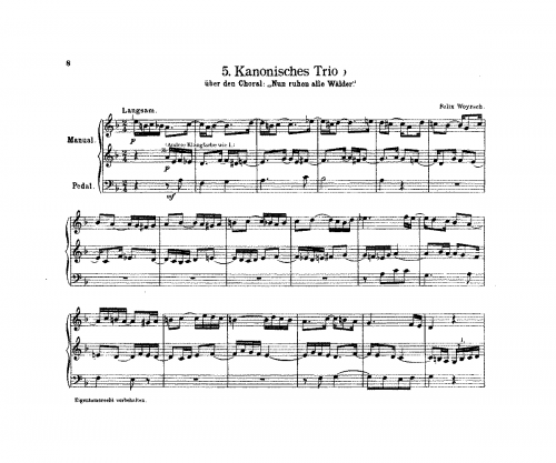 Woyrsch - Kanonisches Trio über den Choral 'Nun ruhen alle Wälder' - Score