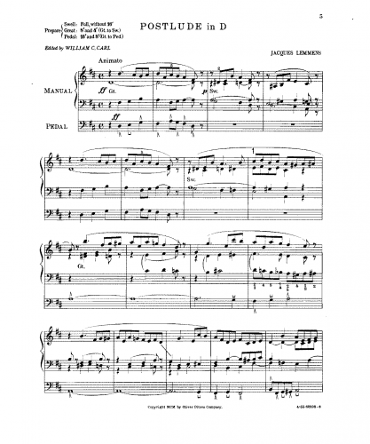 Lemmens - Postlude in D major - Score