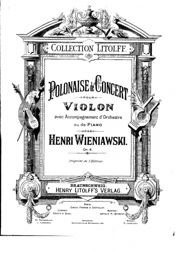 Wieniawski - Polonaise de concert - For Violin and Piano - Piano Score