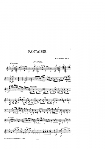 Carcassi - Fantaisie des plus jolis airs de 'Robin des Bois', Op. 19 - Score