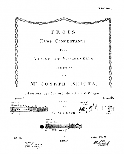 Reicha - 6 Duos Concertantes for Violin and Cello - Duo in C major (No. 5)