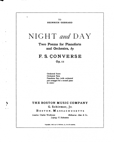 Converse - Night and Day, Op. 11 - Full Score - Score