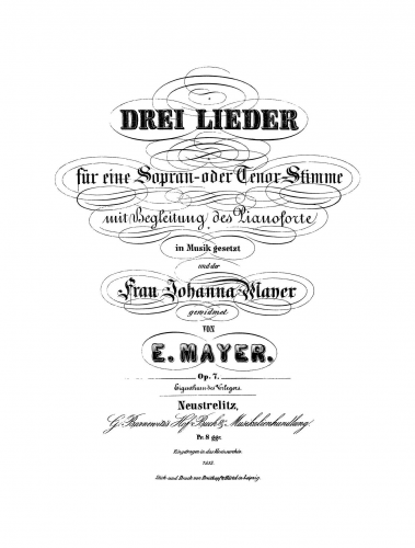 Mayer - Drei Lieder - Score