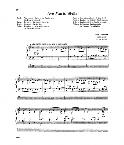 Titelouze - Ave Maris Stella - Organ Scores - Verset 2