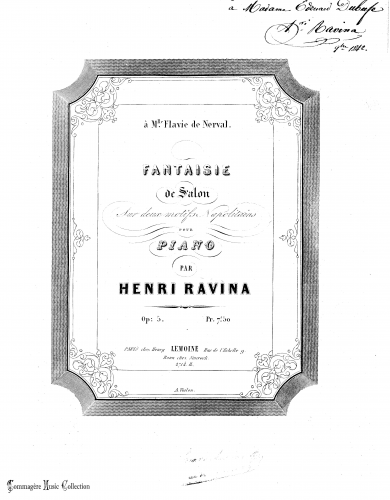 Ravina - Fantaisie de Salon sur deux Motifs Napolitains - Score
