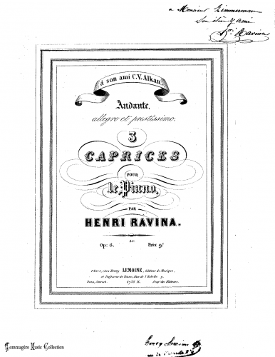 Ravina - 3 Caprices - Piano Score