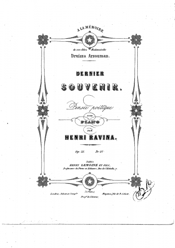 Ravina - Dernier Souvenir - Score