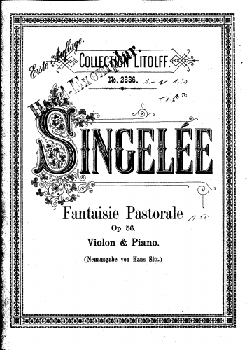 Singelée - Fantaisie Pastorale, Op. 56 - Score
