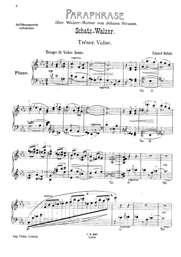 Schütt - Concert Paraphrases on J. Strauss's Waltz Motifs - No. 4 - Schatz-Walzer (Treasure Waltz)