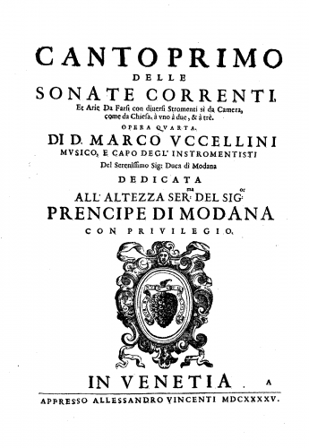 Uccellini - Sonate, correnti et arie - Scores and Parts