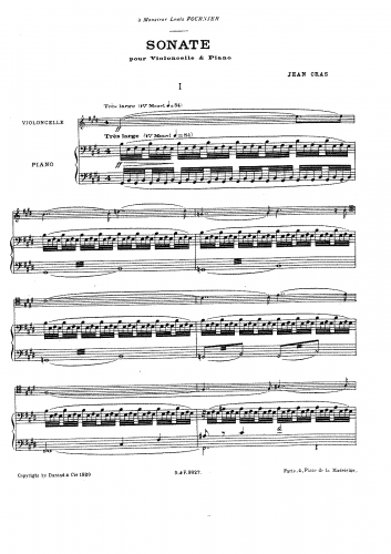 Cras - Sonate pour Violoncelle et piano - Piano score
