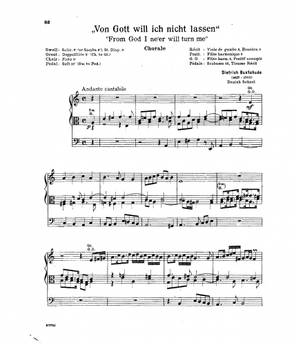Buxtehude - Von Gott will ich nicht lassen, BuxWV 220 - Score