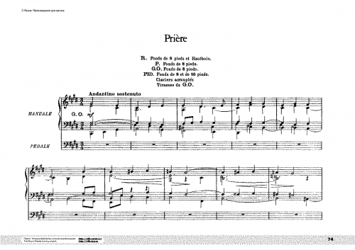 Franck - Prière, Op. 20 - Organ Scores - Score