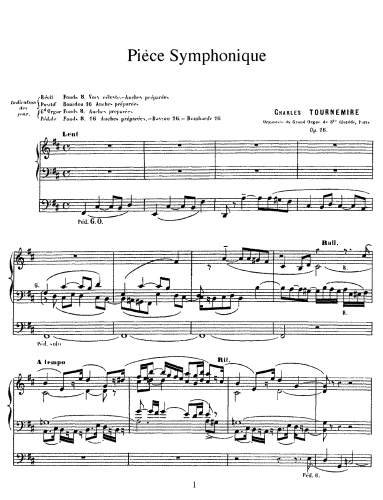 Tournemire - Pièce Symphonique - Score