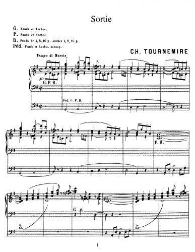 Tournemire - Sortie en sol majeur - Score