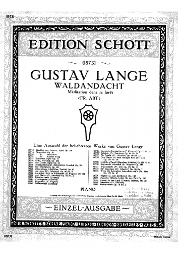 Lange - Fantasien über beliebte Lieder - Scores - 11. Waldandacht von Franz Abt