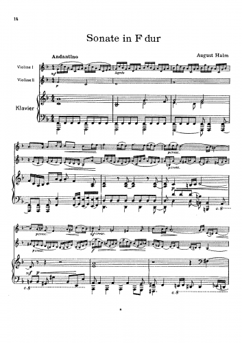 Halm - 3 Sonatas - Scores and Parts No. 2 Sonata in F major
