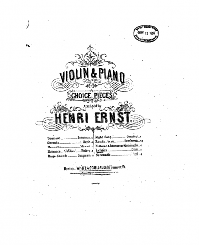 Ernst - La Priere - Scores and Parts