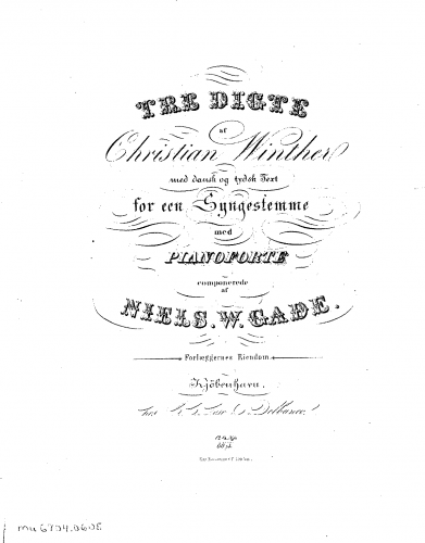 Gade - 3 Poems of Christian Winther - Score