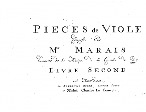Marais - Pièces de viole - Scores and Parts Livre II - Continuo