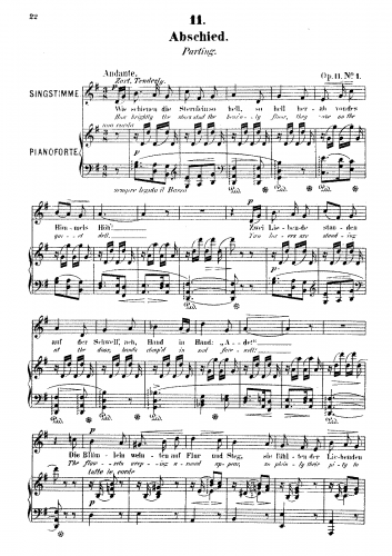 Franz - 6 Gesänge, Op. 11 - No. 1 - Abschied (Parting) [Low Voice]