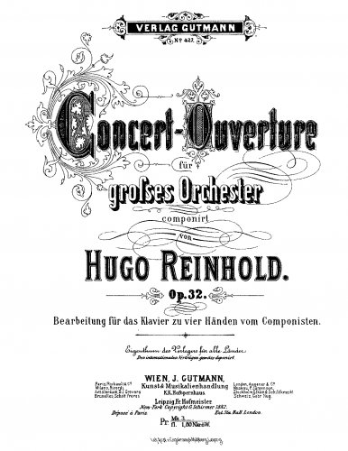 Reinhold - Concert-Ouverture - For Piano 4-hands - Score