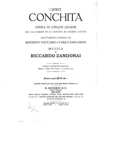 Zandonai - Conchita - Score
