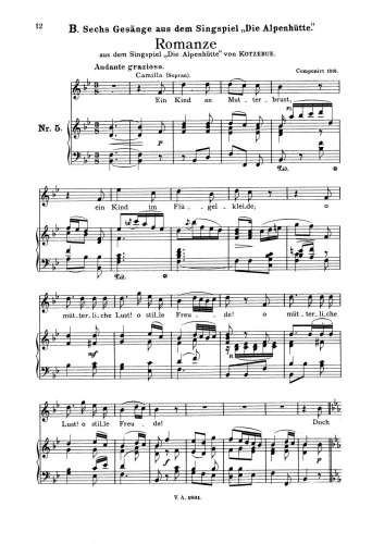 Loewe - 6 Gesänge aus dem Singspiel 'Die Alpenhütte' - Score