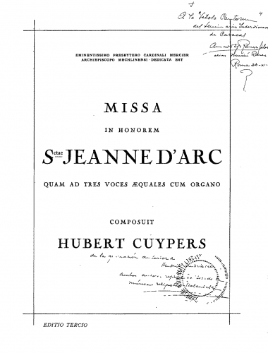 Cuypers - Missa in honorem Sanctae Jeanne d'Arc - Score