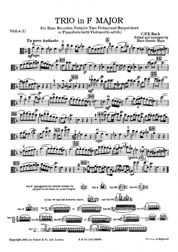 Bach - Trio Sonata in B-flat major, Wq.163 (H.588)
