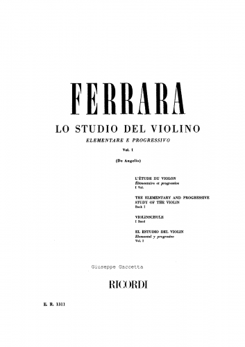 Ferrara - Lo Studio del Violino Elementare e Progressivo