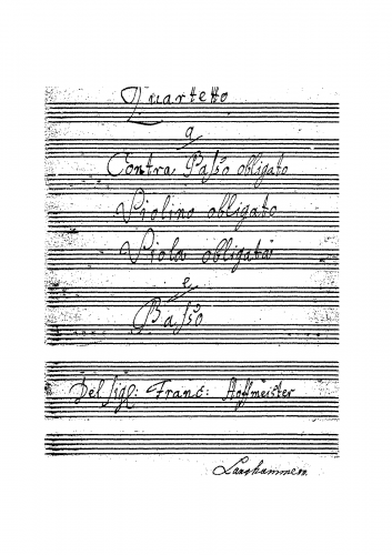 Hoffmeister - Quartetto a Contrabbasso Obbligato