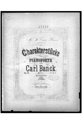 Banck - Charakterstücke - Piano Score