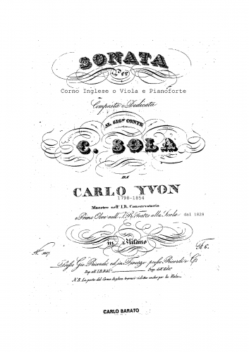Yvon - Sonata per Corno Inglese o Viola e Piano