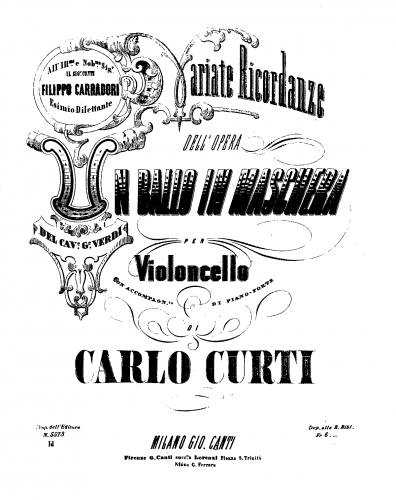 Curti - Variate Ricordanze dell'opera Un Ballo in Maschera del cav. G. Verdi