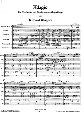 Baermann - Clarinet Quintet No. 3 - 2. Adagio For Clarinet and String Orchestra - Score