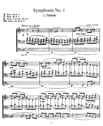 Vierne - Première Symphonie pour Grand Orgue, Op. 14 - Score
