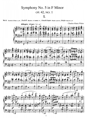 Widor - Organ Symphony No. 5 - Organ Scores - Score