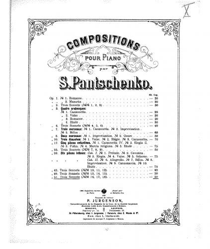 Panchenko - 3 Sonnets, Op. 51 - Score