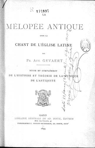 Gevaert - La mélopée antique - Complete Book