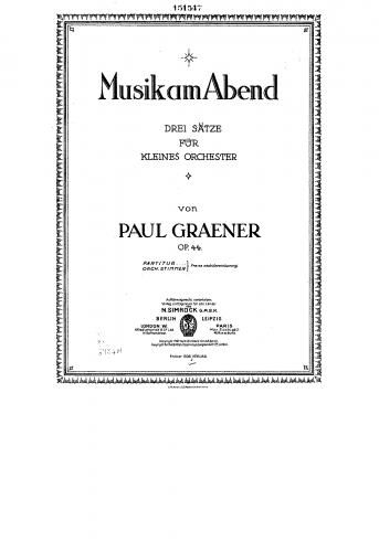 Graener - Musik am Abend - Score
