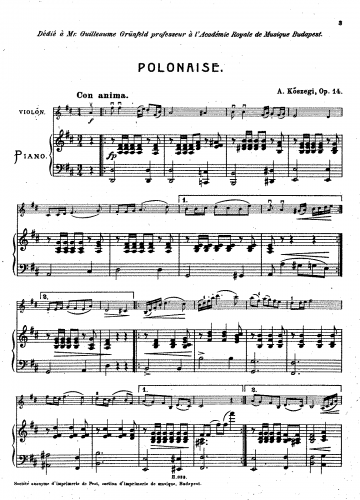 K?szegi - Polonaise - Violin / Piano score