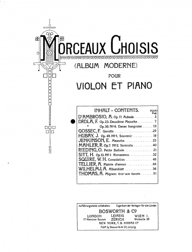 Drdla - Mazurka No. 2 - Scores - Violin and Piano score