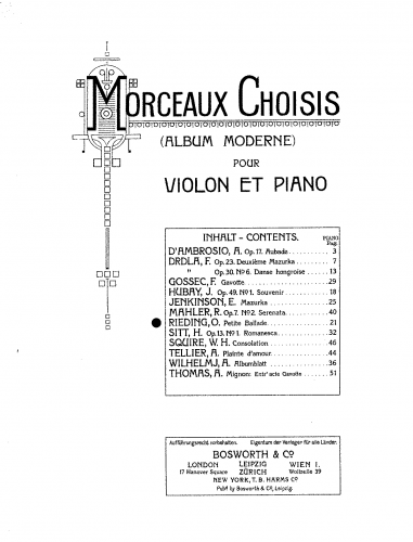 Rieding - Petite Ballade - Scores - Violin and Piano score