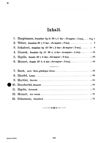 Boccherini - String Quintet in C Major - For Violin and Piano (Hermann) - Violin and Piano score