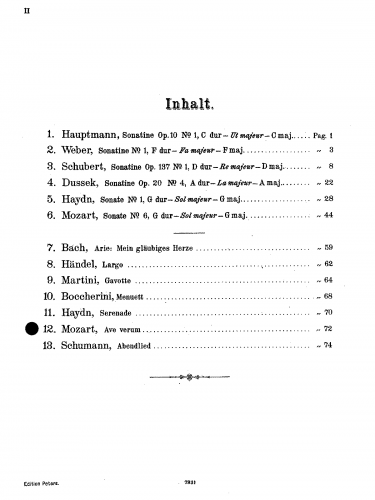 Mozart - Ave verum corpus - For Violin or Viola or Cello and Piano (Hermann) - Piano Score and Violin Part